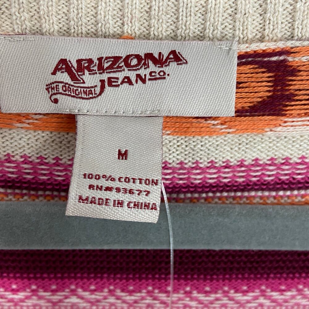 Arizona Original Jeans Stripe Scoop Neck 100% Cotton Sweater Medium - Picture 6 of 9